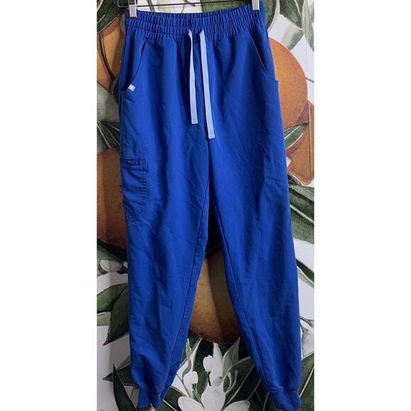 Figs Pants - FIGS Technical Collection Small Blue Drawstring Scrub Jogger Pants